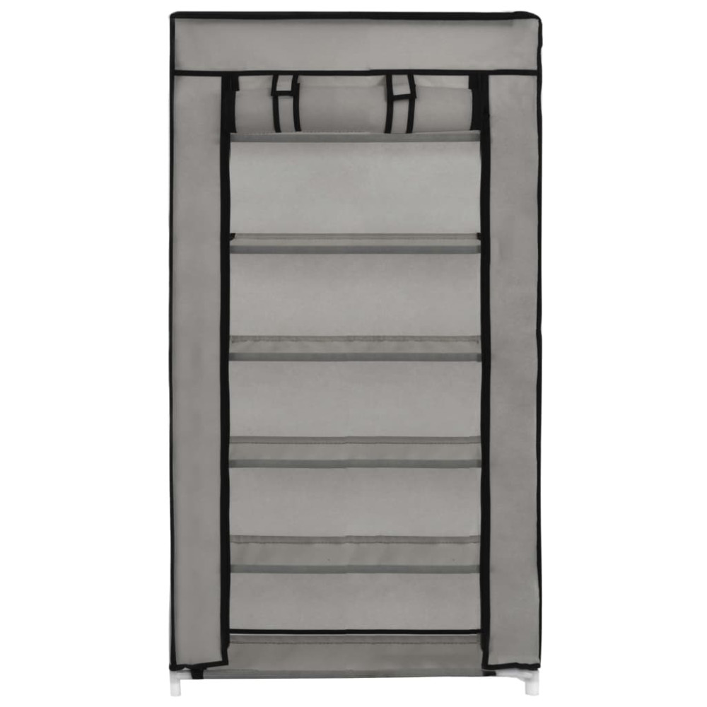Produktbild för Skoförvaring med överdrag grå 58x28x106 cm tyg