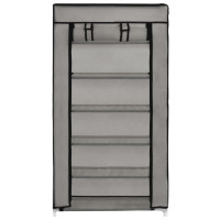 Produktbild för Skoförvaring med överdrag grå 58x28x106 cm tyg