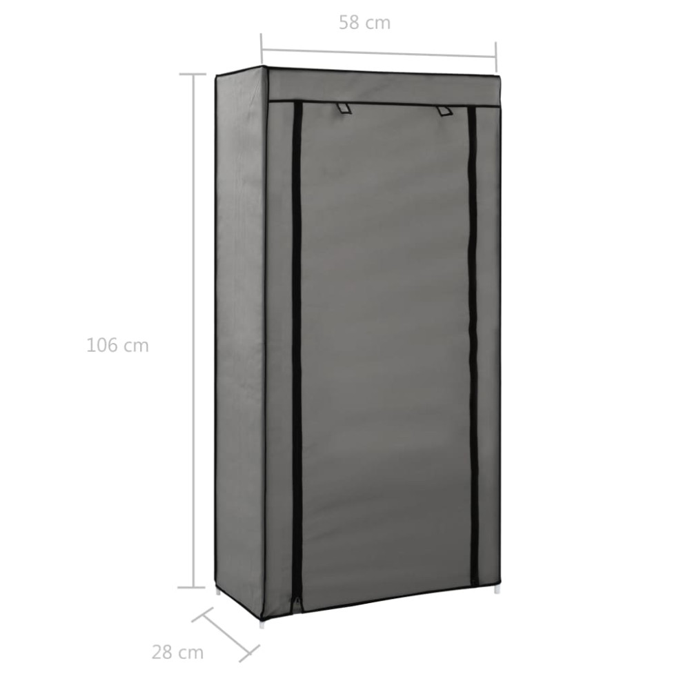 Produktbild för Skoförvaring med överdrag grå 58x28x106 cm tyg