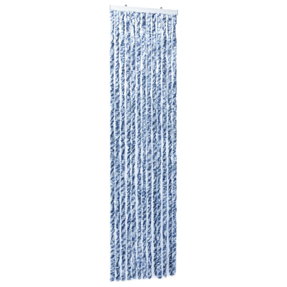 Produktbild för Insektsdraperi blå, vit och silver 56x185 cm chenille