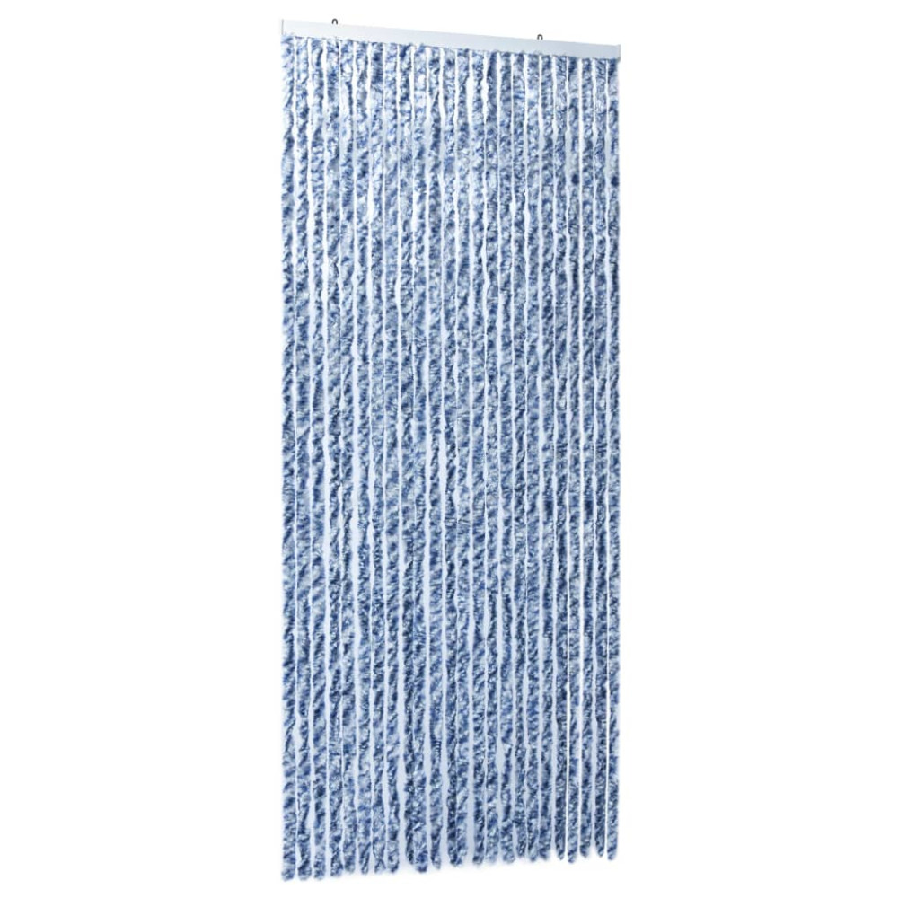 Produktbild för Insektsdraperi blå, vit och silver 100x220 cm chenille