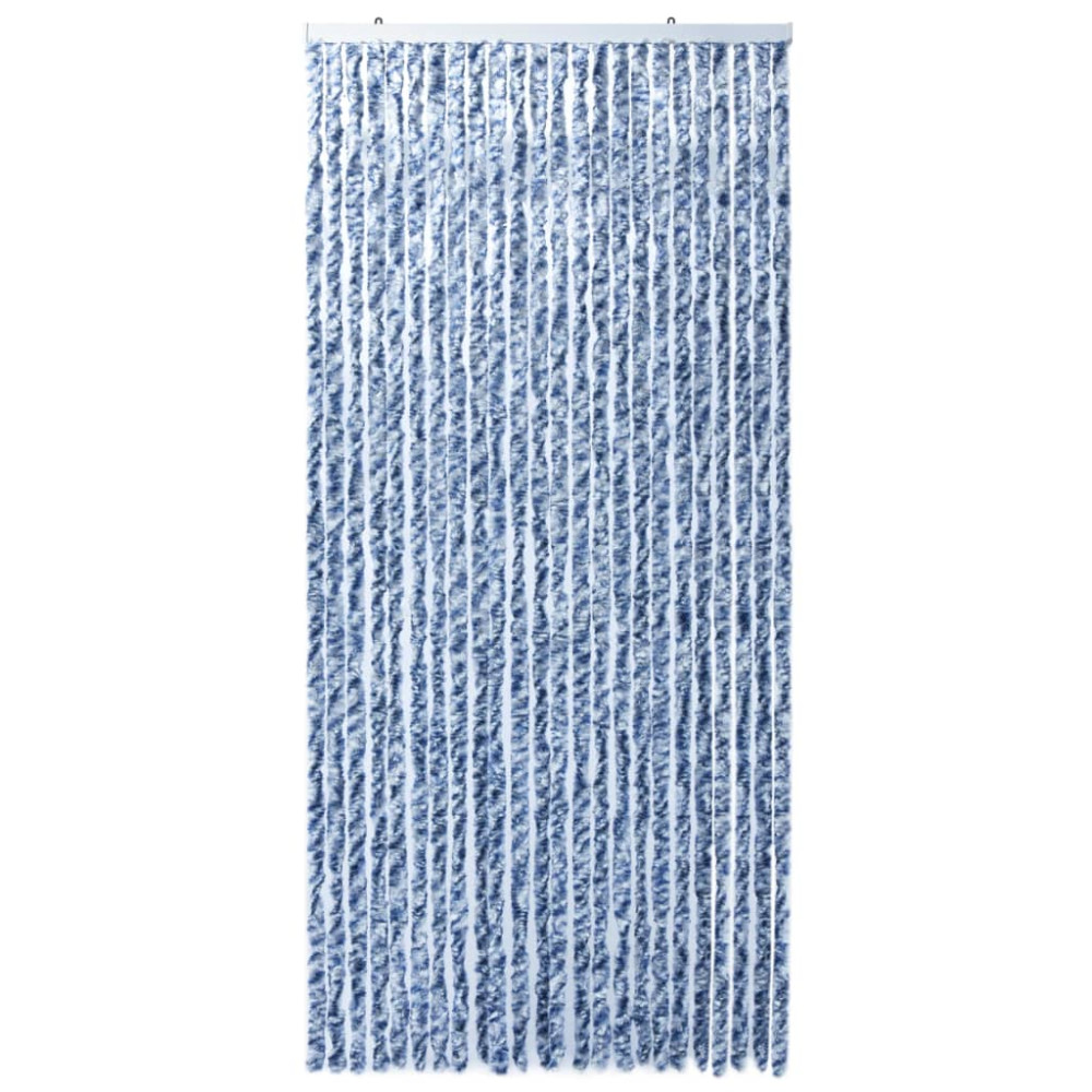 Produktbild för Insektsdraperi blå, vit och silver 100x220 cm chenille