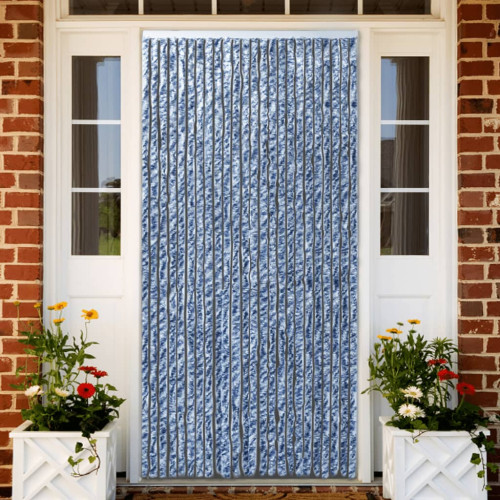 vidaXL Insektsdraperi blå, vit och silver 90x220 cm chenille