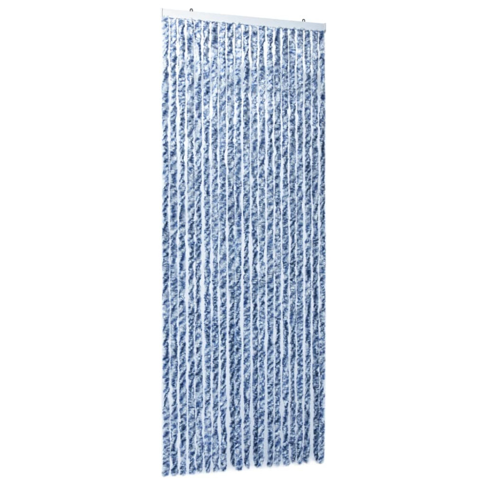 Produktbild för Insektsdraperi blå, vit och silver 90x220 cm chenille