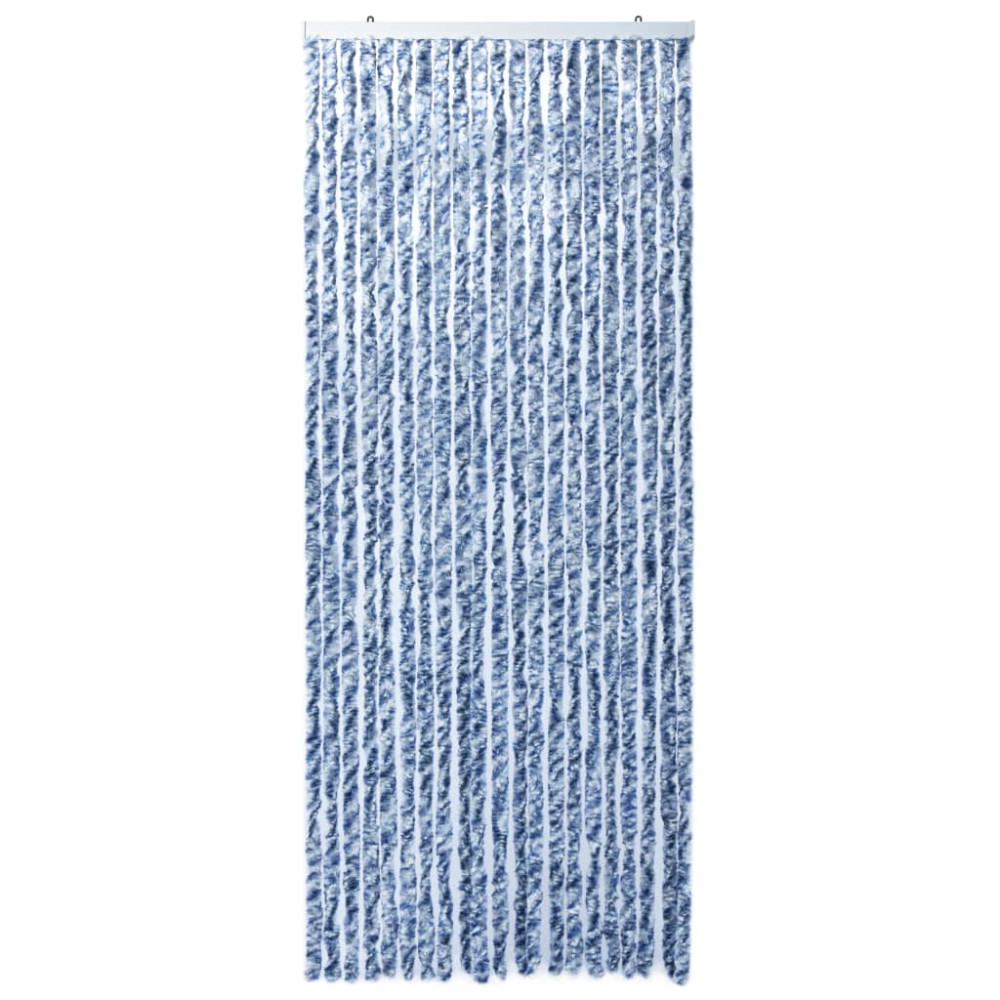 Produktbild för Insektsdraperi blå, vit och silver 90x220 cm chenille