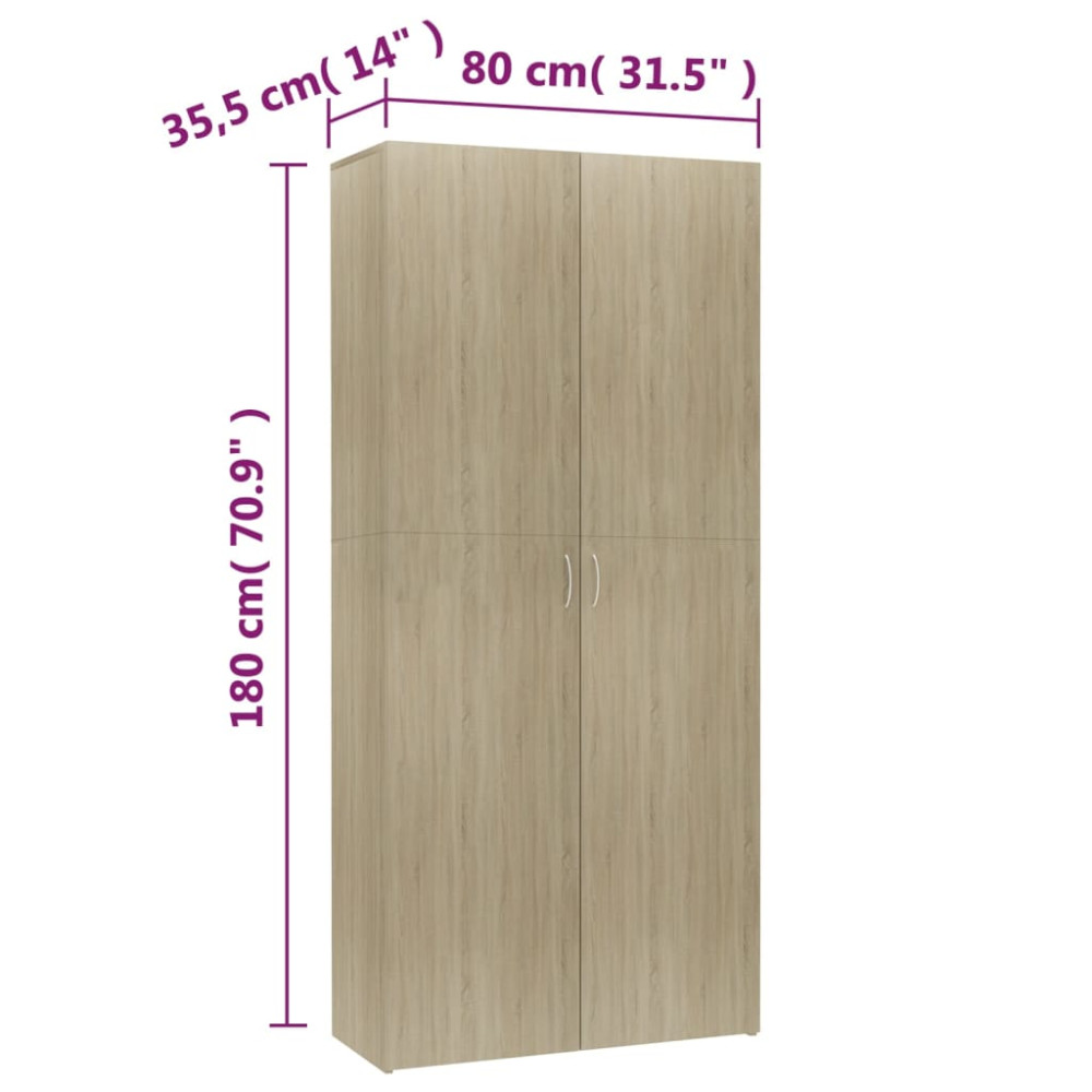 Produktbild för Skoskåp sonoma-ek 80x35,5x180 cm konstruerat trä