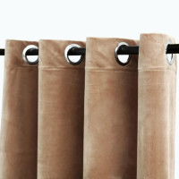 Produktbild för Mörkläggningsgardiner med ringar 2 st beige sammet 140x225 cm