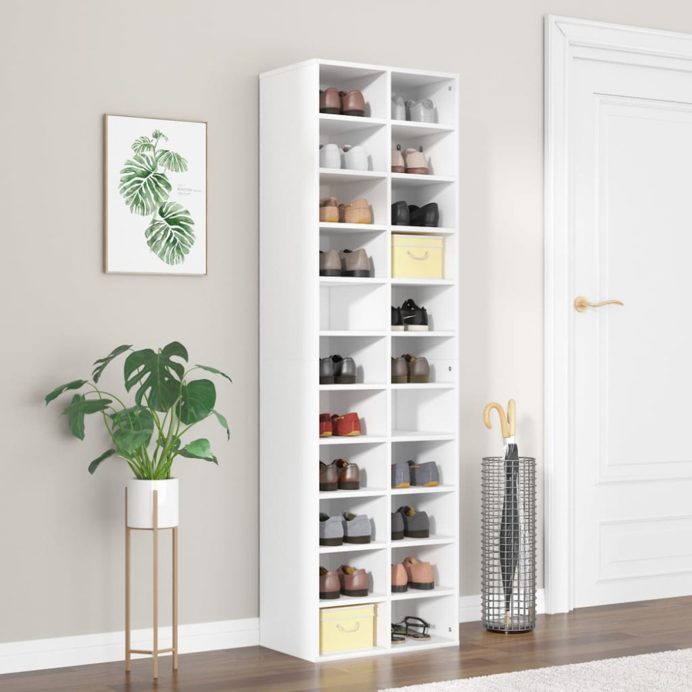 Produktbild för Skoskåp vit 54x34x183 cm konstruerat trä