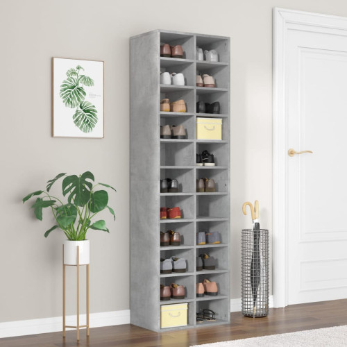 vidaXL Skoskåp betonggrå 54x34x183 cm konstruerat trä
