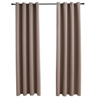 Produktbild för Mörkläggningsgardiner med metallringar 2 st taupe 140x175 cm