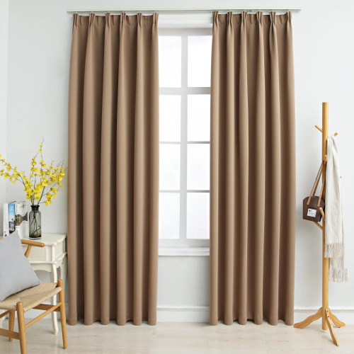 vidaXL Mörkläggningsgardiner med krokar 2 st taupe 140x245 cm