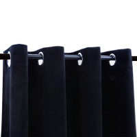 Produktbild för Mörkläggningsgardiner med ringar 2 st svart sammet 140x175 cm