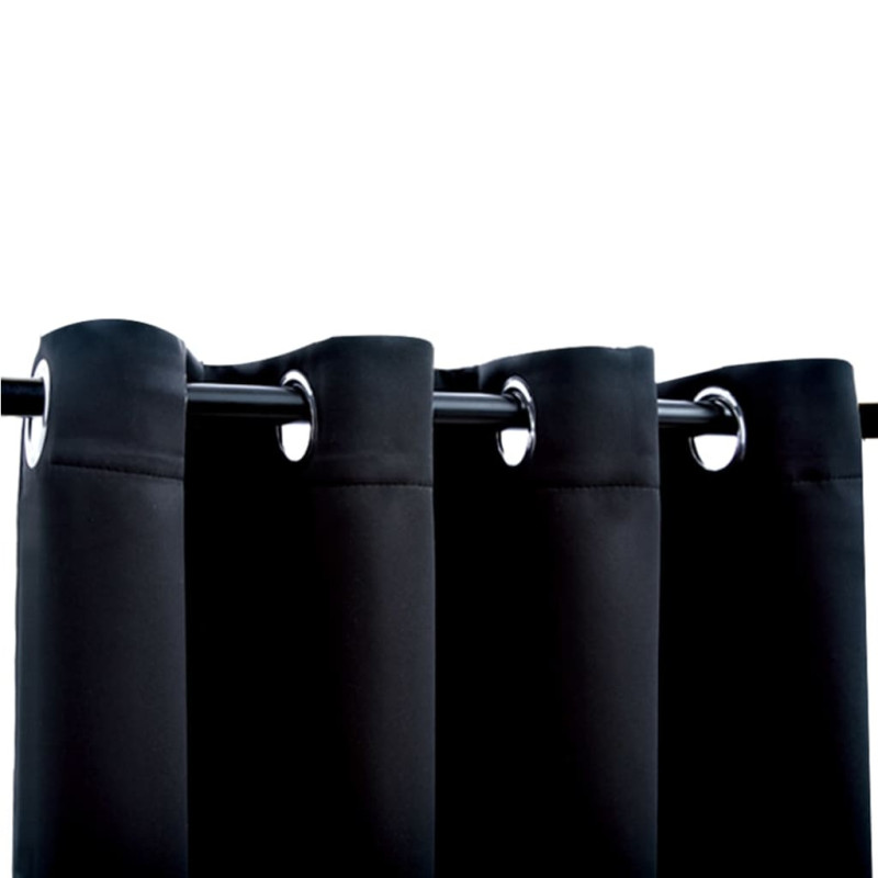 Produktbild för Mörkläggningsgardiner med metallringar 2 st svart 140x225 cm