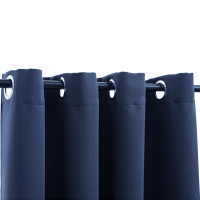 Produktbild för Mörkläggningsgardiner med metallringar 2 st blå 140x225 cm