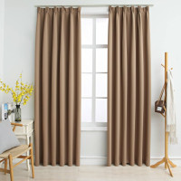 Produktbild för Mörkläggningsgardiner med krokar 2 st taupe 140x175 cm