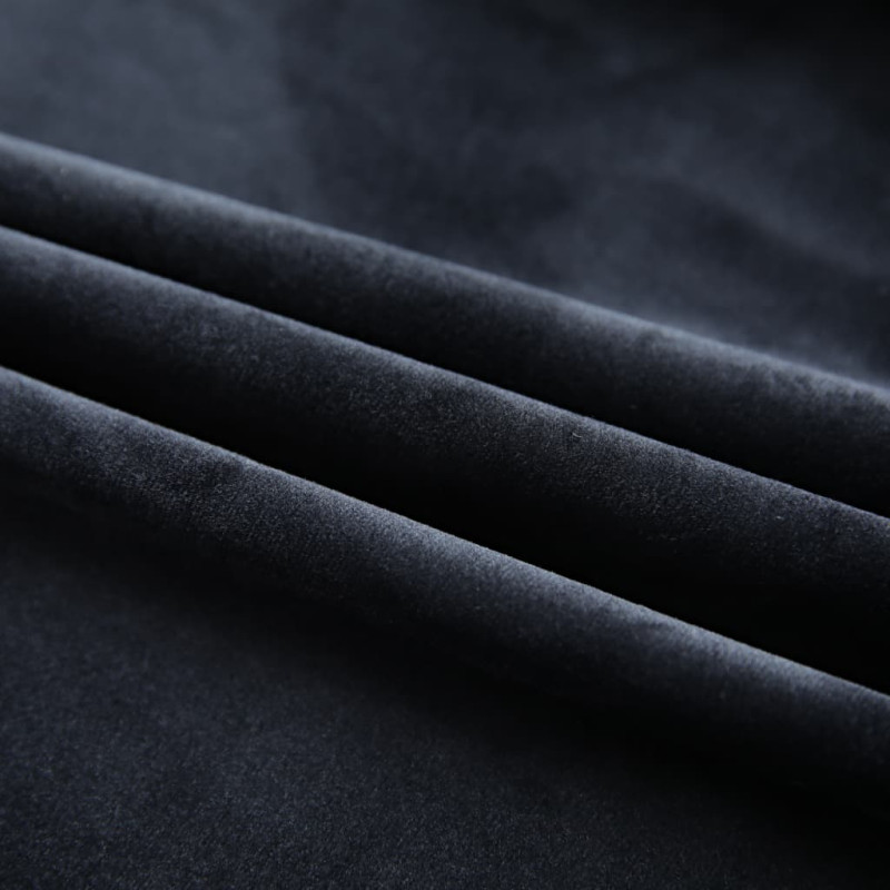 Produktbild för Mörkläggningsgardiner 2 st m. krokar sammet svart 140x175 cm