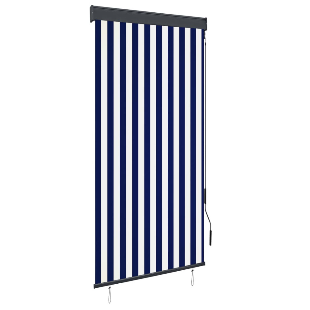 Produktbild för Rullgardin utomhus 100x250 cm blå och vit