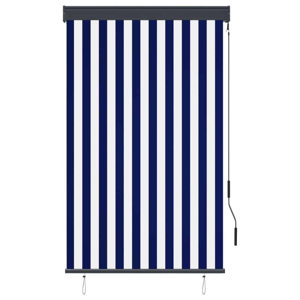 Produktbild för Rullgardin utomhus 100x250 cm blå och vit