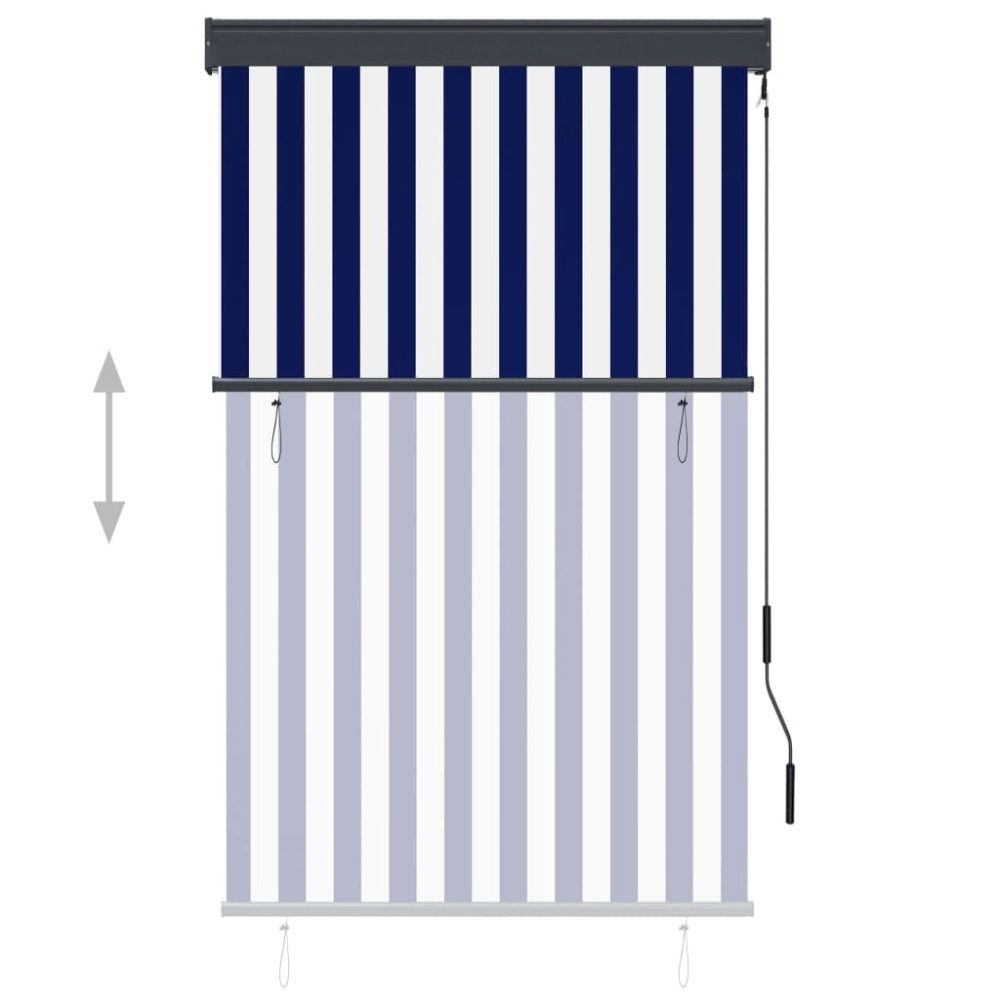 Produktbild för Rullgardin utomhus 100x250 cm blå och vit