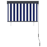 Produktbild för Rullgardin utomhus 100x250 cm blå och vit