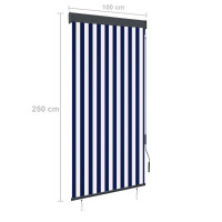 Produktbild för Rullgardin utomhus 100x250 cm blå och vit