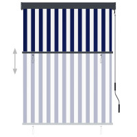 Produktbild för Rullgardin utomhus 120x250 cm blå och vit