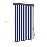 Produktbild för Rullgardin utomhus 120x250 cm blå och vit