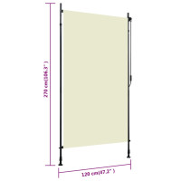 Produktbild för Rullgardin utomhus 120x270 cm gräddvit