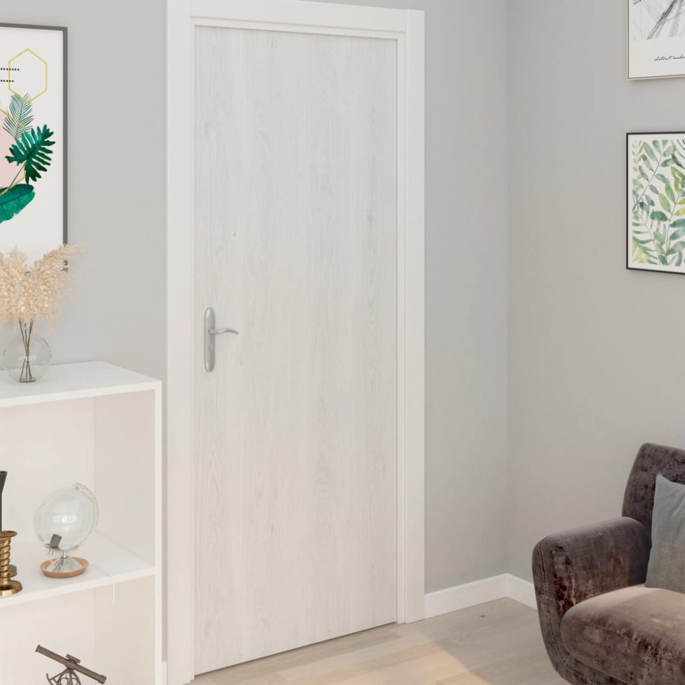 Produktbild för Dörrfolie 2 st vitt trä 210x90 cm PVC