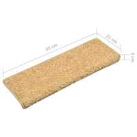 Produktbild för Trappstegsmattor 15 st 65x21x4 cm beige