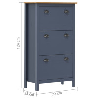 Produktbild för Skoskåp Hill grå 72x35x124 cm massiv furu