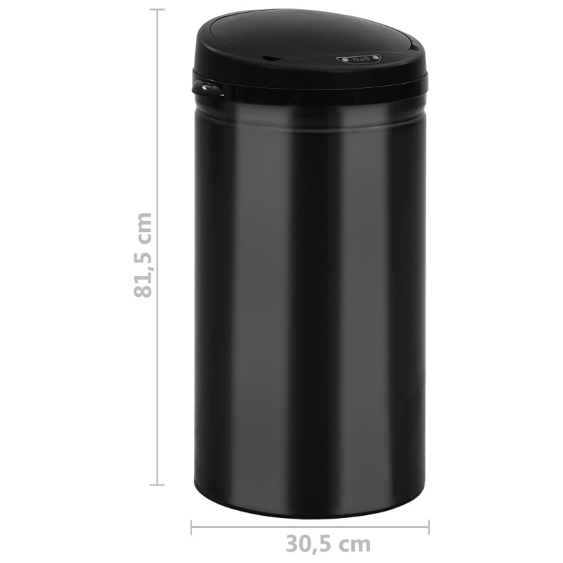 Produktbild för Soptunna med automatisk sensor 50 L kolstål svart