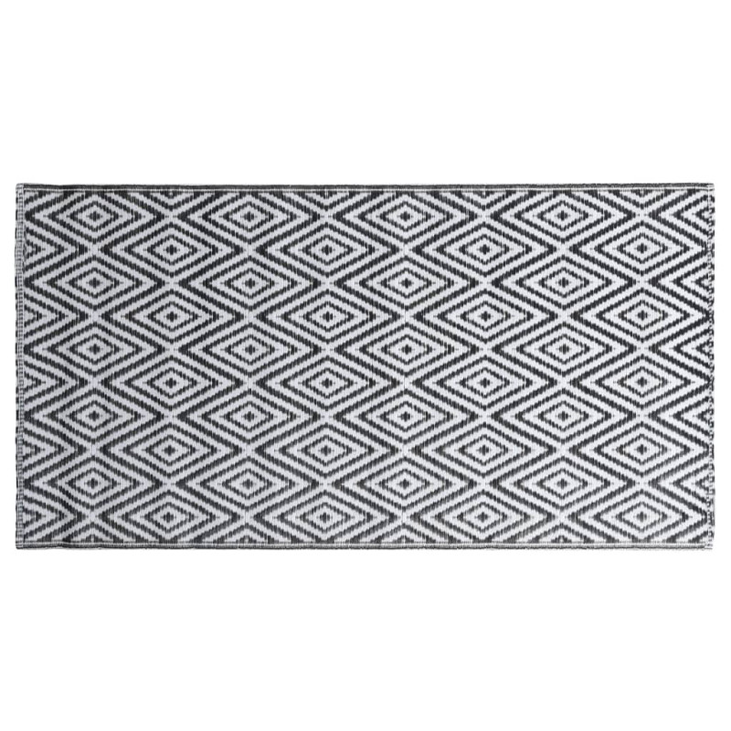 Produktbild för Utomhusmatta vit och svart 160x230 cm PP