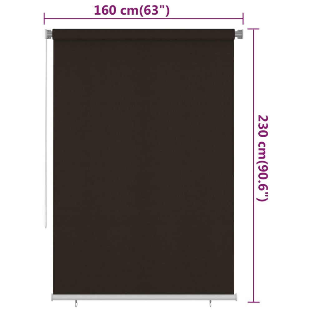 Produktbild för Rullgardin utomhus 165 (B) x 230 (H) cm brun HDPE