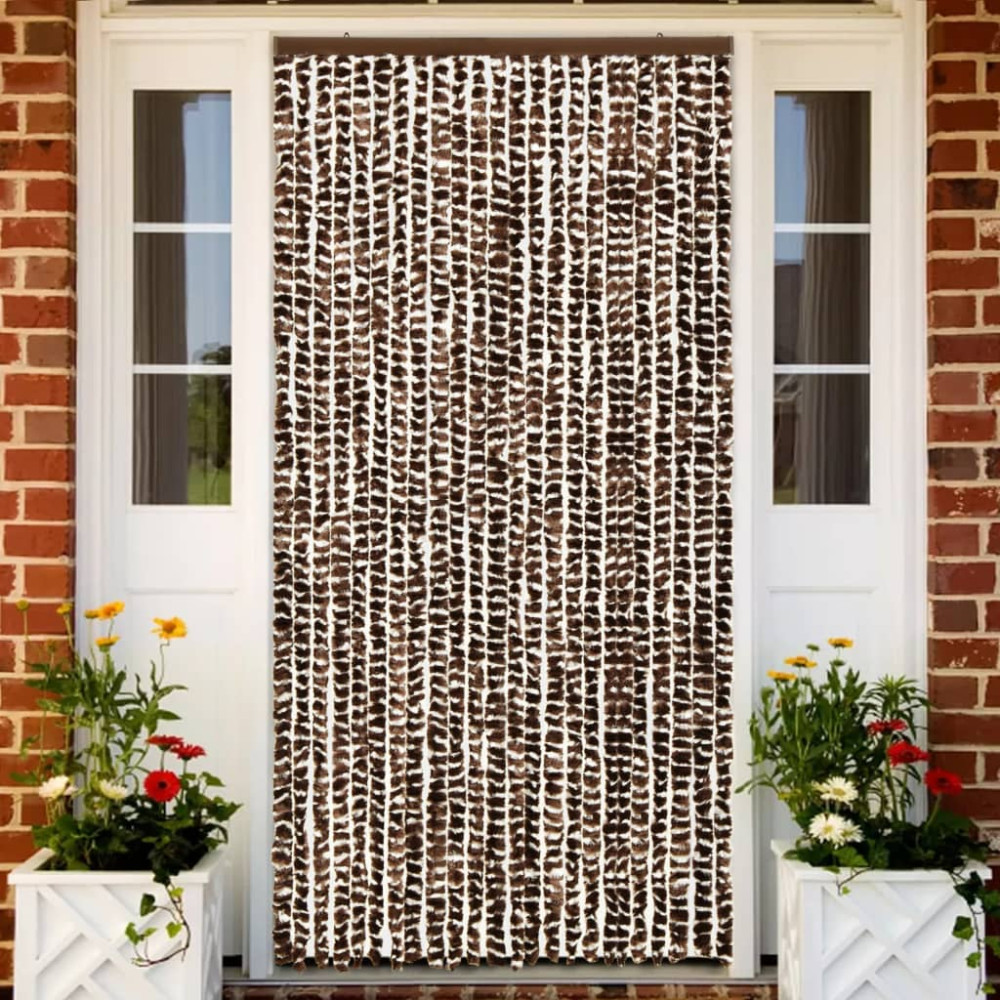 Produktbild för Insektsdraperi brun och vit 100x220 cm chenille