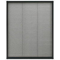 Produktbild för Plisserat insektsnät för fönster antracit 80x100 cm aluminium