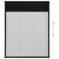 Produktbild för Plisserat insektsnät för fönster antracit 80x100 cm aluminium