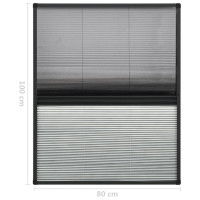 Produktbild för Plisserat insektsnät med jalusi för fönster 80x100 cm aluminium