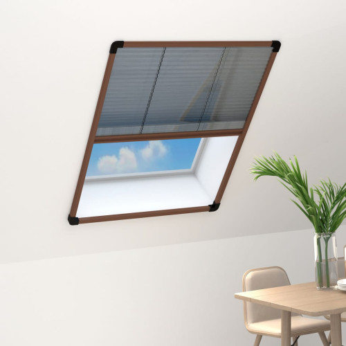 vidaXL Plisserat insektsnät för fönster brun 60x80 cm aluminium