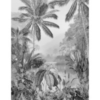 Produktbild för Komar Fototapet Lac Tropical Black & White 200x270 cm