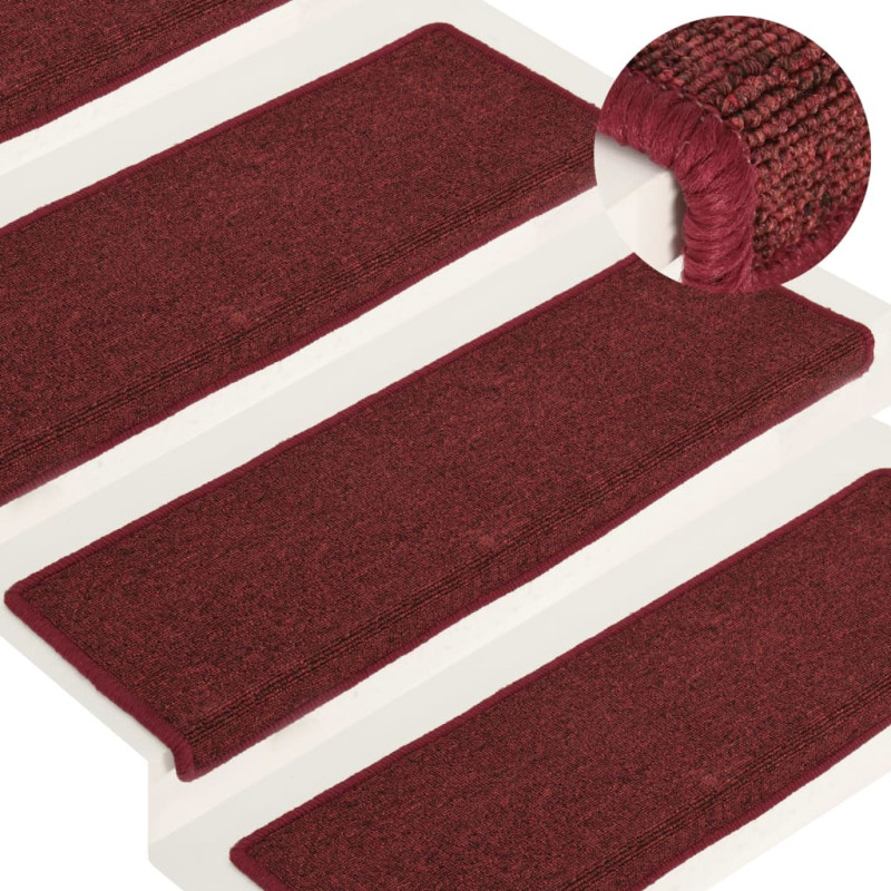 Produktbild för Trappstegsmattor 15 st 65x21x4 cm matt röd