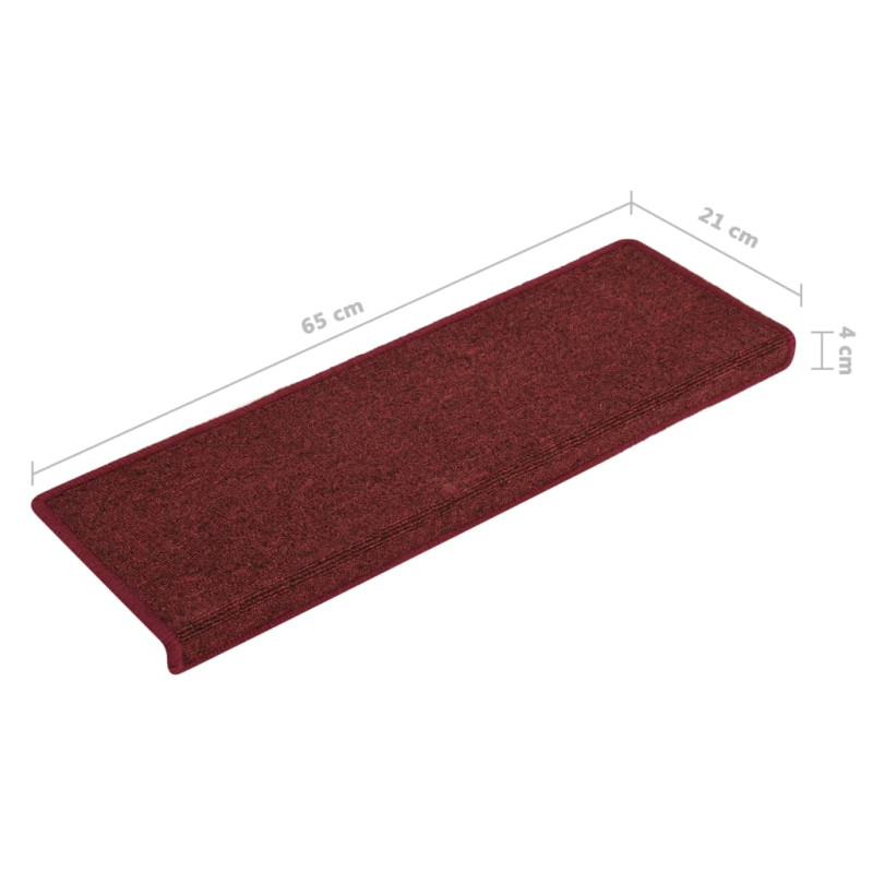 Produktbild för Trappstegsmattor 15 st 65x21x4 cm matt röd
