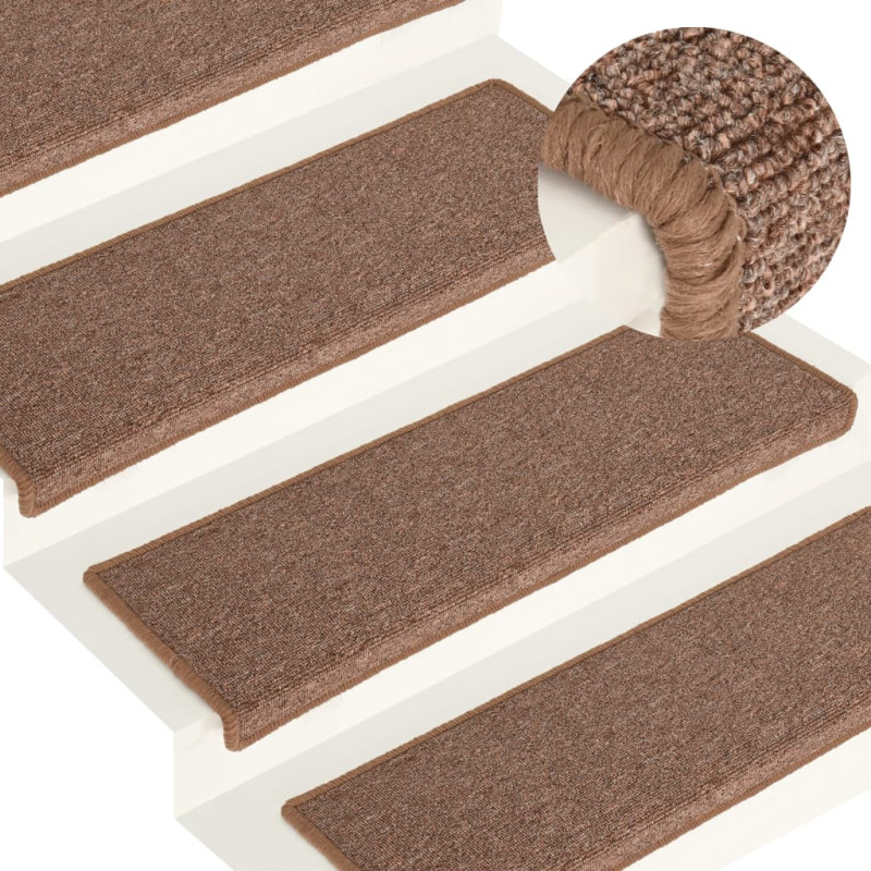 Produktbild för Trappstegsmattor 15 st 65x21x4 cm brun