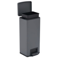 Produktbild för Soptunna med pedal anti-fingeravtryck 30 L grå rostfritt stål
