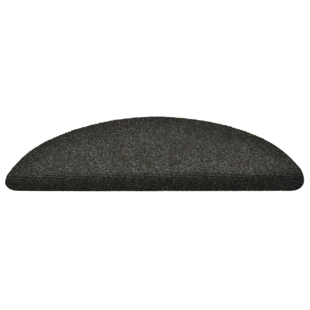 Produktbild för Trappmattor självhäftande 5 st 56x17x3 cm antracit halvrunda