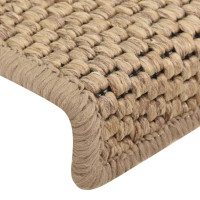 Produktbild för Trappstegsmattor självhäftande sisal 15 st 65x21x4 cm sand