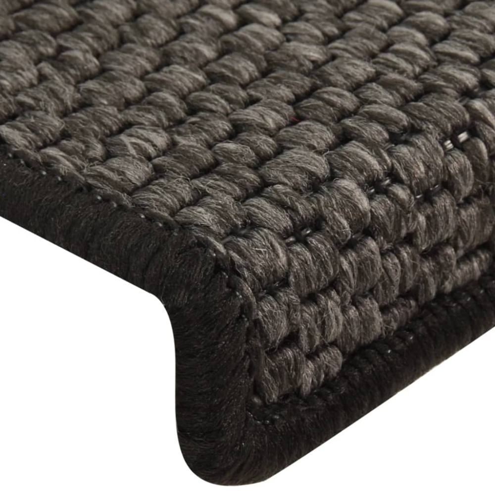 Produktbild för Trappstegsmattor självhäftande sisal 15 st 65x21x4 cm antracit