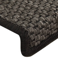 Produktbild för Trappstegsmattor självhäftande sisal 15 st 65x21x4 cm antracit