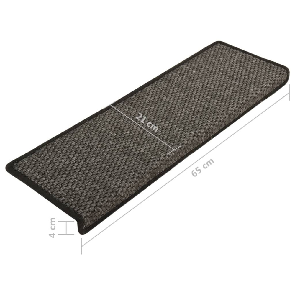 Produktbild för Trappstegsmattor självhäftande sisal 15 st 65x21x4 cm antracit