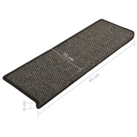 Produktbild för Trappstegsmattor självhäftande sisal 15 st 65x21x4 cm antracit
